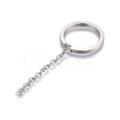 Tarnish Resistant 304 Stainless Steel Split Key Ring Clasps STAS-L226-009D-1