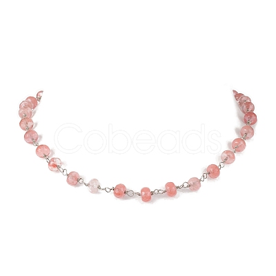 Synthetic Cherry Quartz Glass Necklaces for Women NJEW-JN04739-01-1