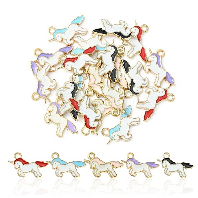 20pcs 5 Colors Alloy Enamel Pendants ENAM-YW0003-04-1