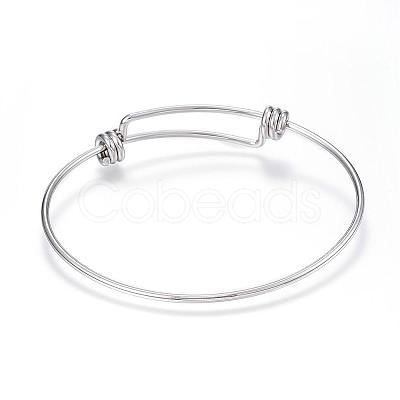 Tarnish Resistant Adjustable 304 Stainless Steel Expandable Bangle Making BJEW-G546-01P-1