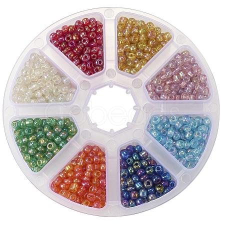 Multicolor 6/0 Transparent Glass Seed Beads Diameter 4mm Loose Beads for Jewelry Making SEED-PH0001-16-1