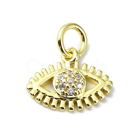 Eye Theme Brass Micro Pave Cubic Zirconia Charms KK-H475-58G-07-1