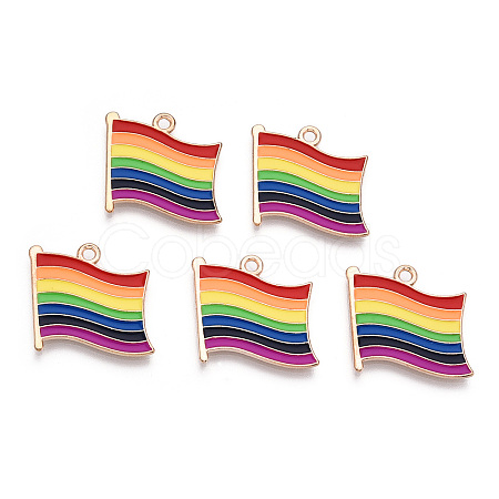 Rainbow Color Pride Flag Alloy Enamel Pendants ENAM-K067-10-1