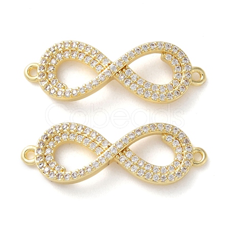 Rack Plating Brass Micro Pave Cubic Zirconia Infinity Connector Charms KK-C084-23D-G-1