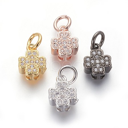 Brass Micro Pave Cubic Zirconia Charms ZIRC-J021-11-RS-1