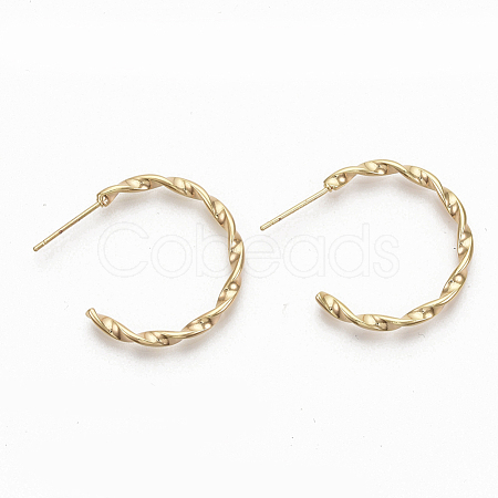 Semicircular Brass Stud Earrings KK-Q762-015G-NF-1