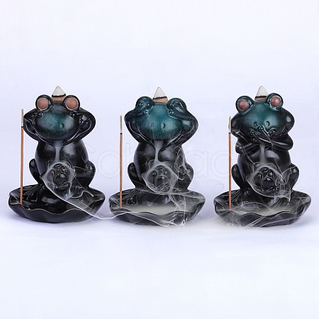 3Pcs 3 Styles Ceramic Decorations Lotus Frog Flowback Incense Stove Ceramic Incense Stove Decorations Gift JX846A-1