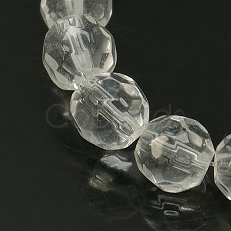 Half-Handmade Faceted  Transparent Glass Round Beads Strands X-GF6mmC01-1