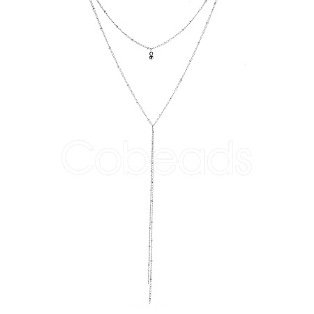 Fashionable Y-Set Double-layer Necklace - Simple and Elegant Beaded Tassel Sweater Chain for Women. ST2475520-1