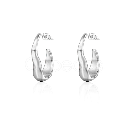 Non-Tarnish 304 Stainless Steel Twist Oval Stud Earrings IT7709-2-1