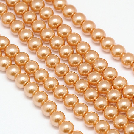 Eco-Friendly Dyed Glass Pearl Round Beads Strands HY-A002-10mm-RB045-1