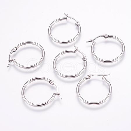 304 Stainless Steel Hoop Earrings STAS-K148-02P-B-1