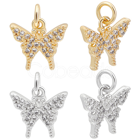 Beebeecraft 12Pcs 2 Colors Long-Lasting Plated Brass Micro Pave Cubic Zirconia Charms ZIRC-BBC0001-53-1