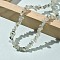 Natural Prehnite Chip Beaded Necklaces for Men Women, with Alloy Lobster Claw Clasps and Iron Chain Extender, Silver, 15.87~16.14 inch(40.3~41cm)