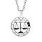 Non-Tarnish Unisex 201 Stainless Steel Constellation Pendant Necklaces, with Curb Chains, Laser Engraved Pattern, Flat Round, Libra, 13.19 inch(335mm) 