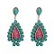 Synthetic Turquoise Stud Earrings, Teardrop Dangle Earrings for Women, Hot Pink, 68x32mm