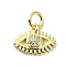 Eye Theme Brass Micro Pave Cubic Zirconia Charms, with Jump Ring, Real 18K Gold Plated, Eye, 9.5x12x2.5mm, Hole: 3mm