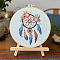 DIY Woven Net/Web with Feather Pattern Embroidery Kits, Including Printed Cotton Fabric, Embroidery Thread & Needles, Plastic Embroidery Hoop, Cornflower Blue, 200x200mm