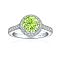 925 Sterling Silver Micro Pave Cubic Zirconia Plain Band Rings, Real Platinum Plated, Flat Round, Green Yellow, US Size 7(17.3mm)