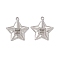 Non-Tarnish 304 Stainless Steel Pendants, Star Charms, Stainless Steel Color, 26x25x4.5mm, Hole: 2.5mm, inner diameter: 5x5mm