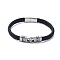 Men's Braided Black PU Leather Cord Bracelets, Knot 304 Stainless Steel Link Bracelets with Magnetic Clasps, Antique Silver, 8-1/4x3/8 inch(21.1x1.1cm)