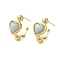 Natural Flower Amazonite Heart Stud Earrings, with Ion Plating(IP) Golden Plated Brass Findings, 925 Sterling Silver Pin, 20.5x12mm