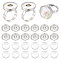 Unicraftale DIY Finger Ring Kits, Include Adjustable Iron Snap Ring Components, with Brass Snap Buttons & Transparent Glass Cabochons, Platinum