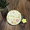 PU Leather Wallets Keychain, Flat Round with Flower Makeup Bags, Light Green, 12cm