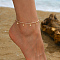 Beach Style Adjustable Imitation Pearl Anklets, Glass Heart Charm Anklets for Women