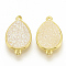 Druzy Resin Links connectors, with Golden Tone Brass Findings, teardrop, Creamy White, 22~23x13.5x4~5mm, Hole: 1mm