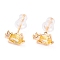 Cute Light Gold Plated Brass Stud Earrings, with Cubic Zirconia and Ear Nuts, Dinosaur, Gold, 5x9mm, Pin: 0.7mm