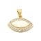 Brass Micro Pave Clear Cubic Zirconia Pendants, with Sythetic Opal, Eye, Real 18K Gold Plated, 14.5x19.5x3mm, Hole: 4.5x3.5mm