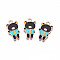 Alloy Enamel Pendants, Cadmium Free & Lead Free, Bear, Dark Turquoise, 20x11.5x2mm, Hole: 2mm