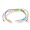 Adjustable Polyester Braided Cord Bracelet Making, with Brass Beads, 304 Stainless Steel Jump Rings and Freshwater Pearl Beads, Colorful, 15~16.5cm