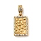 Ion Plating(IP) 304 Stainless Steel Pendants, with Rhinestone, Rectangle, Golden, 35x21x5mm, Hole: 5x8mm