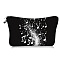 Musical Notes Pattern Polyester Cosmetic Bag, Ladies' Large Capacity Travel Storage Bag, Rectangle, Black, 18~21x13.5cm