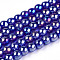 Electroplate Transparent Glass Beads Strands, AB Color Plated, Round, Dark Blue, 6~6.5mm, Hole: 1.4mm, about 67~70pcs/strand, 14.76 inch~15.16 inch(37.5~38.5cm)