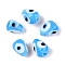 Handmade Evil Eye Lampwork Beads, Teardrop, Dodger Blue, 13~15x9~10.5mm, Hole: 1~1.8mm