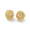 Brass Beads, with Clear Cubic Zirconia, Round, Golden, 9.5mm, Hole: 1.2mm