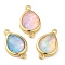 Synthetic Opal Connector Charms, Rack Plating Brass Teardrop Links, Golden, Mixed Color, 17.5x10.5x5mm, Hole: 1.4mm