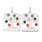 Chakra Natural Tiger Eye & Natural Lapis Lazuli & Natural Carnelian & Synthetic Turquoise & Glass Pendants, Rack Plating Alloy Tree Charms, Long-Lasting Plated, Lead Free & Cadmium Free, Platinum, 44x34x4mm, Hole: 8x5mm