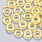 Transparent Spray Painted Glass Beads, with Glitter Powder, Ring, Gold, 10x3mm, Hole: 4mm