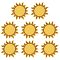 8Pcs Sun Polyester Cloth Embroidery Sew on Appliques, Sewing Craft Decoration, Gold, 75x75x1.5mm