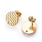 Ion Plating(IP) 304 Stainless Steel Ear Stud Findings, Textured Flat Round with Pineapple Grain, Golden, 12mm, Hole: 1.2mm, Pin: 0.8mm