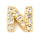 Rack Plating Brass Micro Pave Cubic Zirconia Cabochons, Cadmium Free & Lead Free, Long-Lasting Plated, Real 18K Gold Plated, Letter N, 5x5x2mm