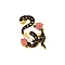 Alloy with Enamel Brooch, Snake Theme, Flower, 31x21mm