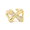 Cross Brass Micro Pave Clear Cubic Zirconia Cuff Rings for Women RJEW-G311-01A-G-2