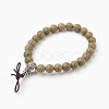 Natural Dyed Round Sandalwood Beads Stretch Bracelets BJEW-JB03844-02-1