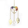 Chakra Natural Gemstone Chips Wire Wrapped Metal Tree of Life Hanging Ornaments PW-WG220CC-01-1