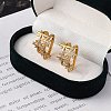 Rack Plating Star Brass Micro Pave Clear Cubic Zirconia Cuff Earrings for Women EJEW-C125-30G-2